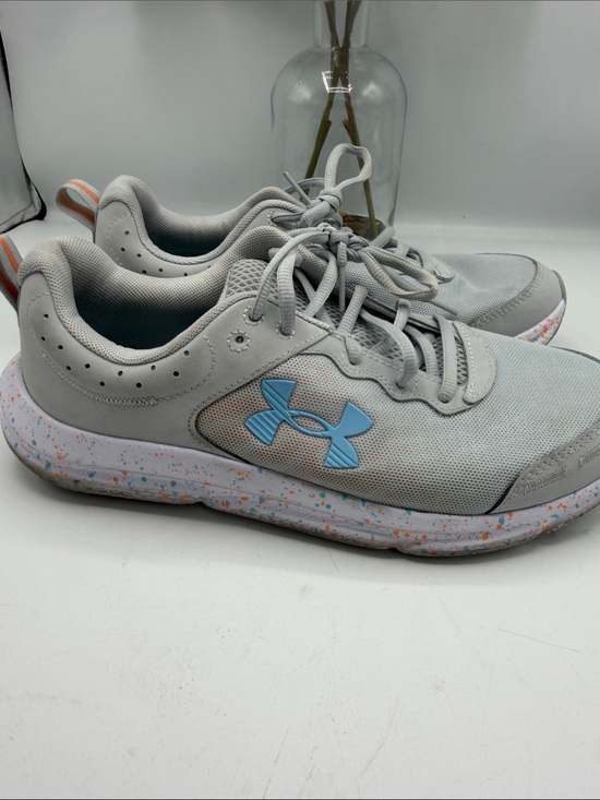 Under Armour Shoes - Under Armour Light Gray Sneakers with Blue Logo and Speckled Sole